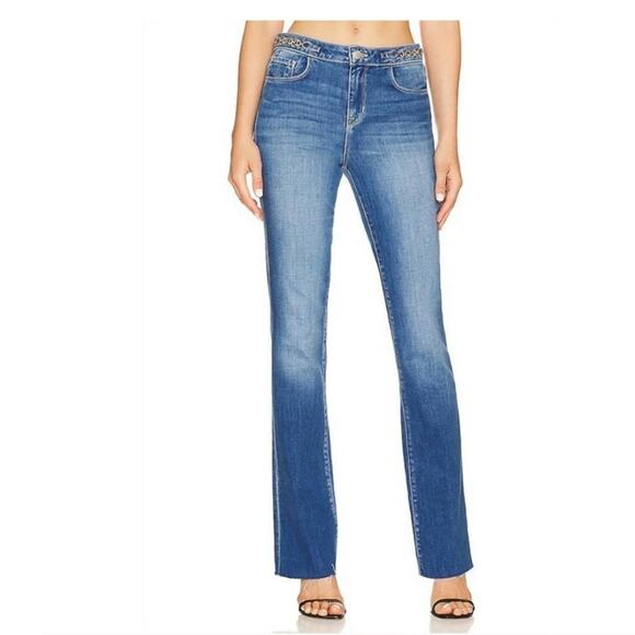 L'Agence Ruth high rise straight leg chain jeans raw hem century - Picture 1 of 12